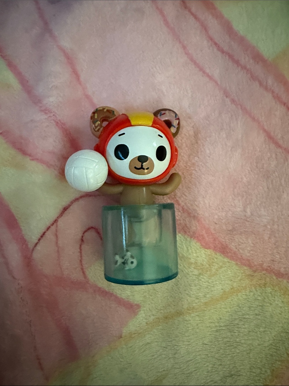 tokidoki Red and Yellow Bear Volleyball Figure and little fish